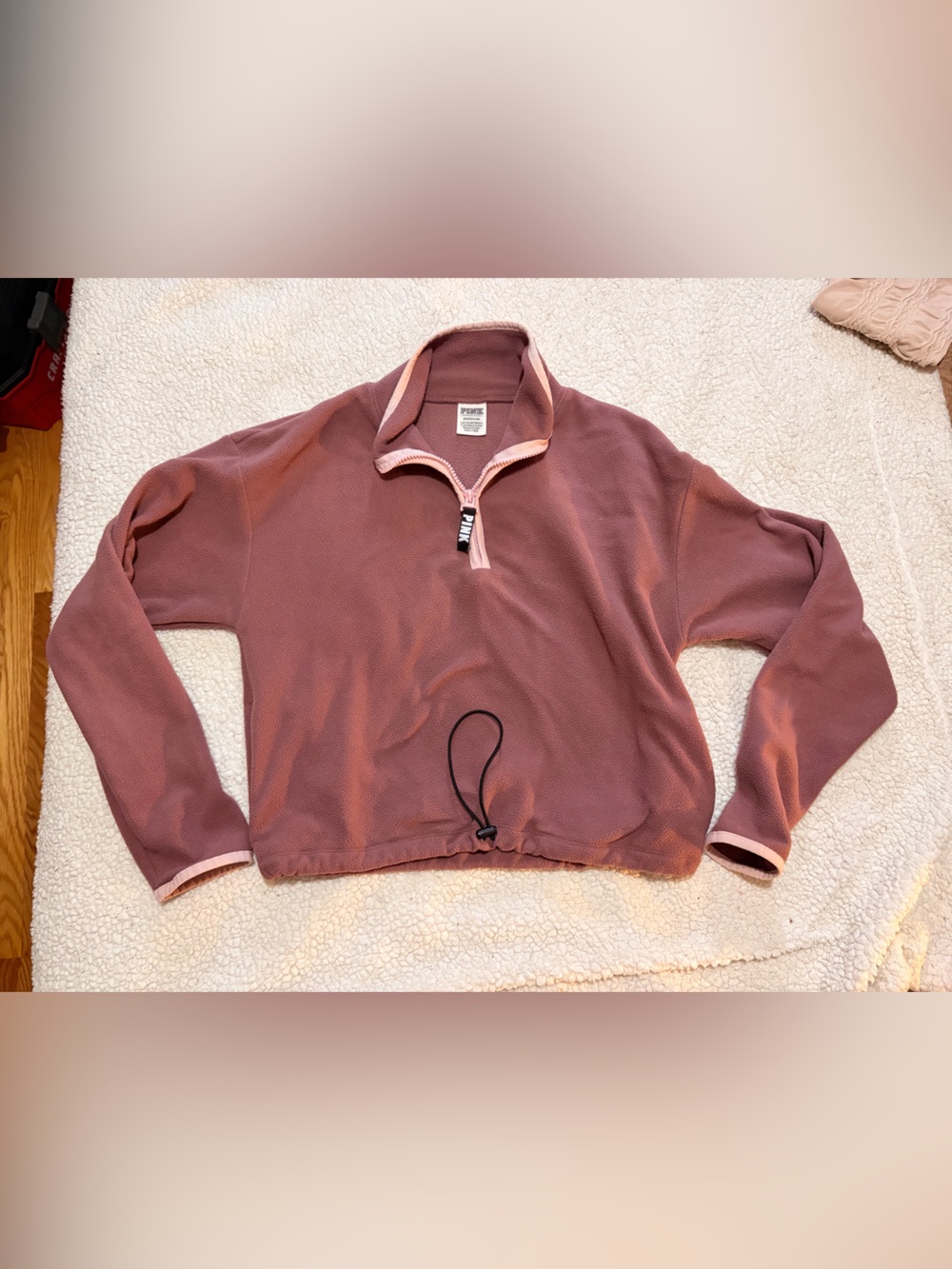 PINK Victoria's Secret Rose Half-Zip Fleece Pullover